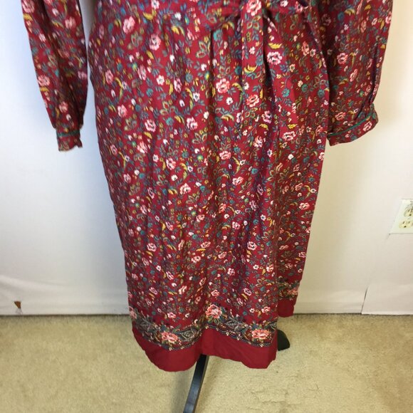 Vintage 80s Nordstrom Point of View Dress Sz 5/6 Womans Red Floral Belted Pocket - Picture 11 of 13